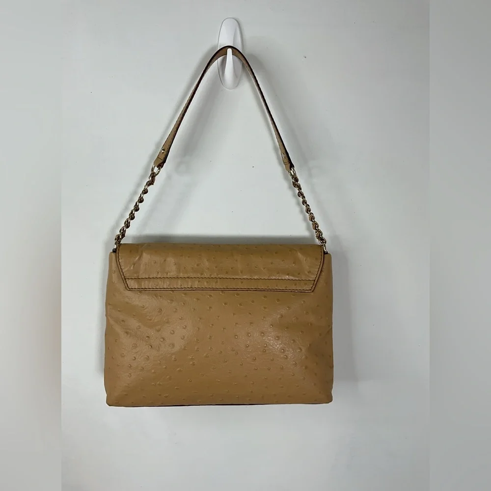 Kate Spade Tan Ostrich Embossed Leather Shoulder Bag